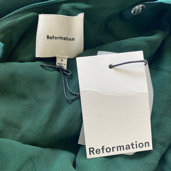 Reformation Tyler Satin Dress Forest - Picture 9 of 10